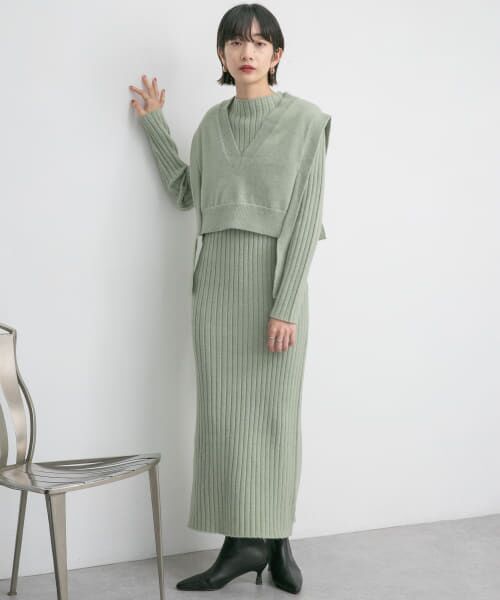＊＊KBF / ケービーエフ ワンピース | ニットベストSETワンピース（MINT）