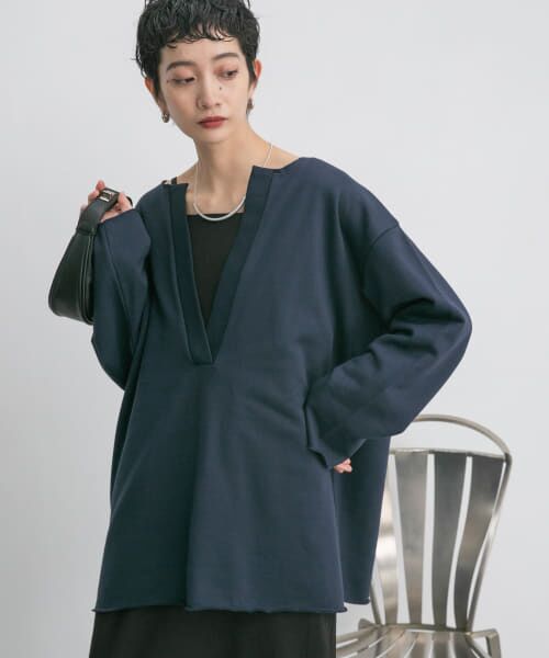 ＊＊KBF / ケービーエフ Tシャツ | カットオフキーネックプルオーバー（NAVY）