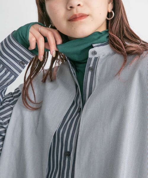 ＊＊KBF / ケービーエフ Tシャツ | ハイネックスリットカットソー（GREEN）