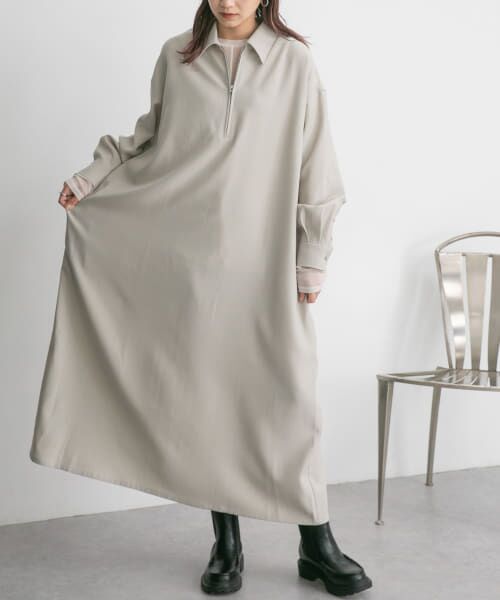 ＊＊KBF / ケービーエフ ワンピース | ZIPオーバーワンピース（GREIGE）