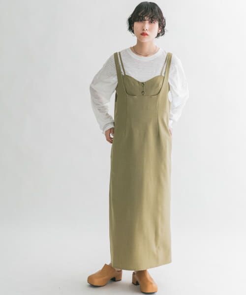 ＊＊KBF / ケービーエフ ワンピース | Iラインレイヤードビスチェワンピース（KHAKI）