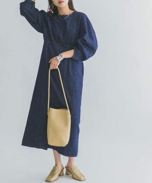 ＊＊KBF / ケービーエフ ワンピース | カーブスリーブデニムワンピース（BLUE）