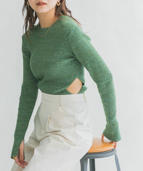 ＊＊KBF / ケービーエフ ニット・セーター | ウエストカットアウトリブニット（GREEN）