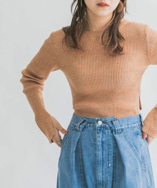 ＊＊KBF / ケービーエフ ニット・セーター | ウエストカットアウトリブニット（ORANGE）