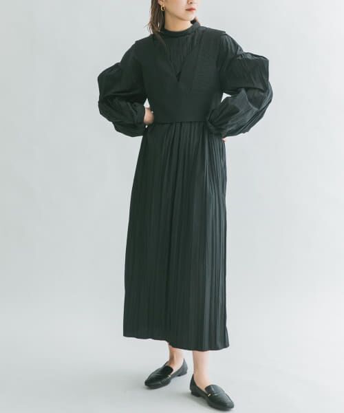 ＊＊KBF / ケービーエフ ワンピース | クリンクルデザインワンピース（BLACK）