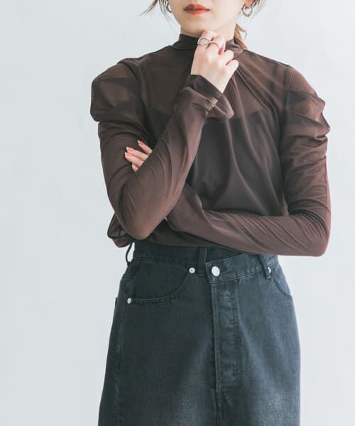 ＊＊KBF / ケービーエフ シャツ・ブラウス | ボリュームショルダーシアープルオーバー（D.BROWN）