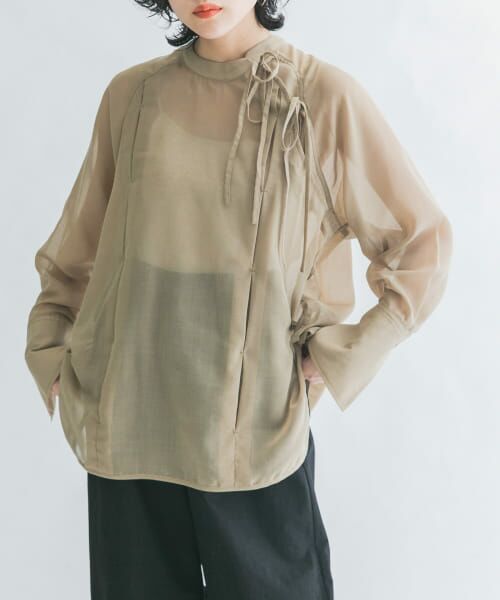 ＊＊KBF / ケービーエフ シャツ・ブラウス | デザインシアーシャツ（KHAKIBEIGE）