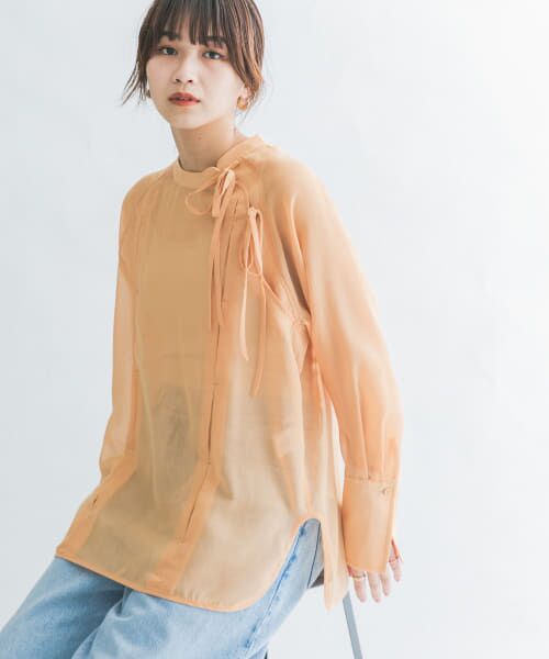 ＊＊KBF / ケービーエフ シャツ・ブラウス | デザインシアーシャツ（APRICOT）