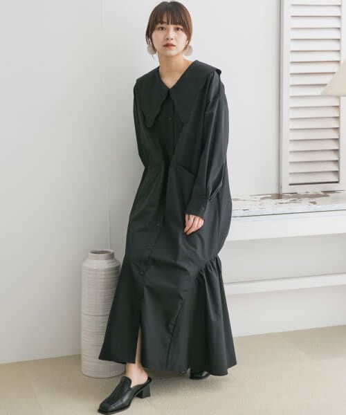 ＊＊KBF / ケービーエフ ワンピース | ウェーブカラーワンピース（BLACK）