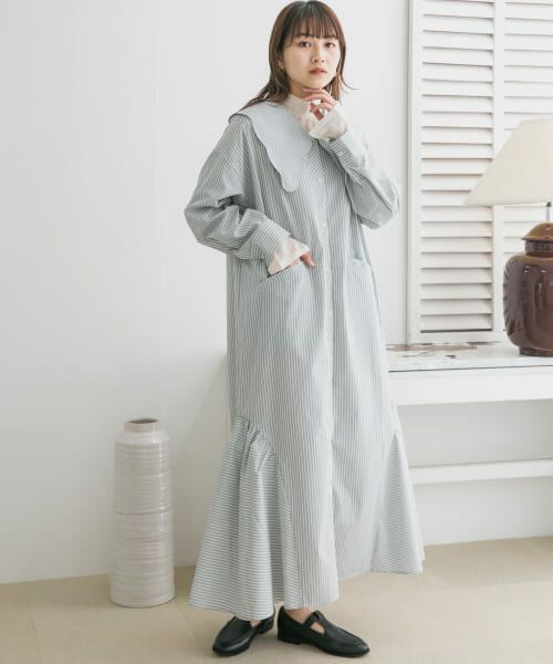 ＊＊KBF / ケービーエフ ワンピース | ウェーブカラーワンピース（MOSSGRAYst）