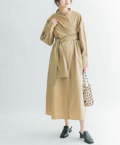 ＊＊KBF / ケービーエフ ワンピース | ストライプデザインシャツワンピース（BEIGE）