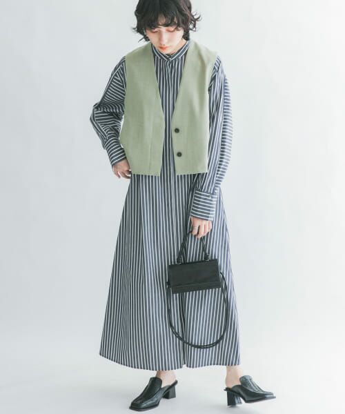 ＊＊KBF / ケービーエフ ワンピース | ストライプデザインシャツワンピース（NAVY）