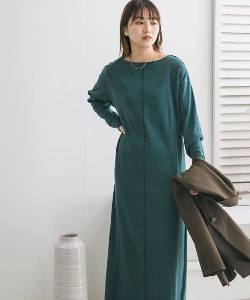 ＊＊KBF / ケービーエフ ワンピース | ボーダーステッチカットワンピース（D.GRN MIX）