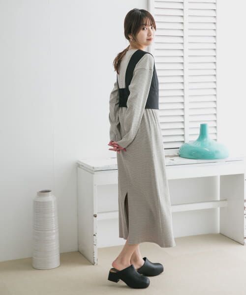 ボーダー　ワンピース  S pual ce cin/【PUAL CE CIN】パネルボーダーカットワンピース