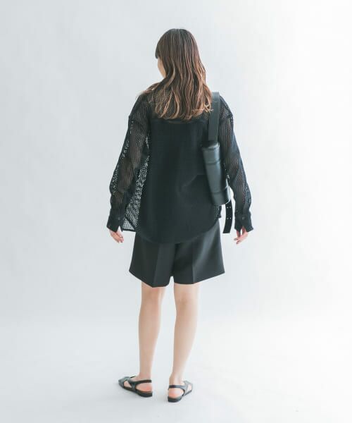 90番 メッシュシャツ 黒 紺 45Rバンダナミックスプリントの908オーシャンちび襟シャツ