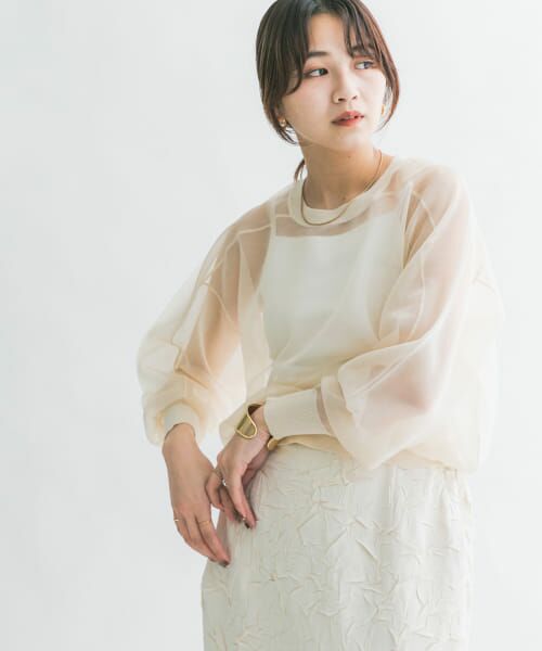 ＊＊KBF / ケービーエフ ニット・セーター | ガラスニットプルオーバー（IVORY）