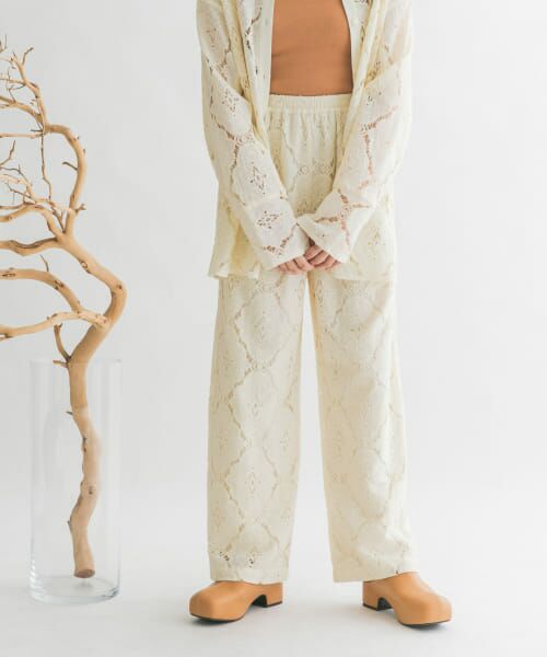 ＊＊KBF / ケービーエフ その他パンツ | レースストレートイージーパンツ（IVORY）