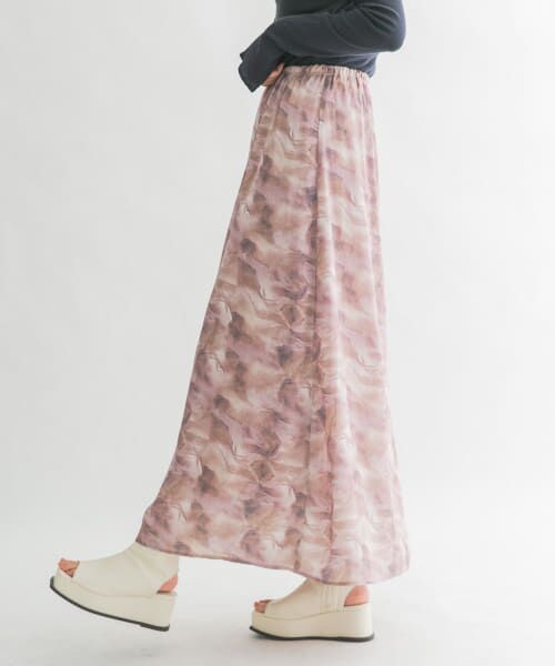 ＊＊KBF / ケービーエフ スカート | ニュアンスプリントマキシスカート（MAUVE PINK）
