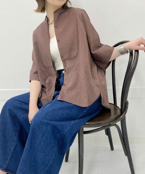 ＊＊KBF / ケービーエフ シャツ・ブラウス | ブザムストライプBIGシャツ（RED BROWN）