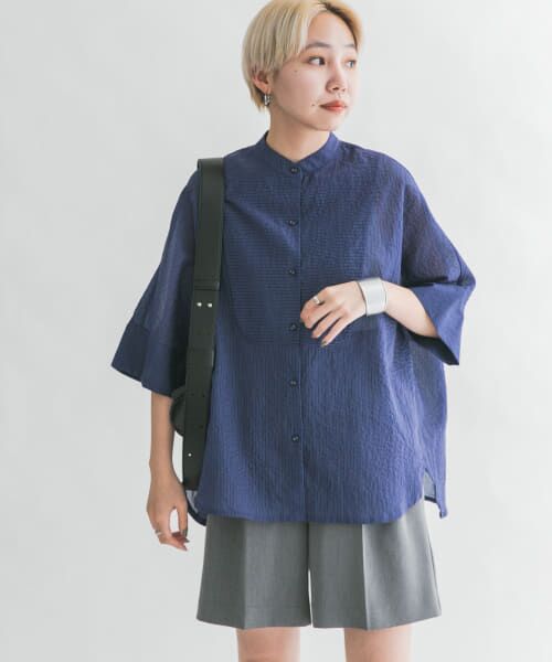 ＊＊KBF / ケービーエフ シャツ・ブラウス | ブザムストライプBIGシャツ（NAVY）