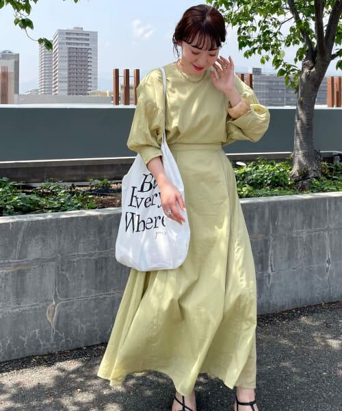 ＊＊KBF / ケービーエフ ワンピース | BACKオープンボリュームスリーブワンピース（APPLEGREEN）