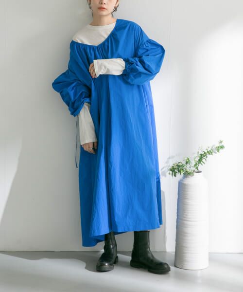 ＊＊KBF / ケービーエフ ワンピース | 『WEB/一部店舗限定』2WAYギャザーボリュームワンピース（BLUE）