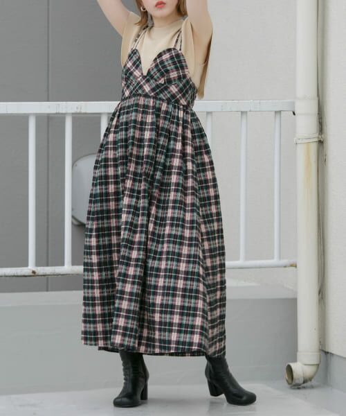 ＊＊KBF / ケービーエフ ワンピース | マキシキャミワンピース（PURPLE CHK）