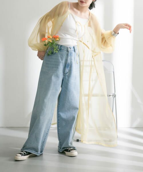 ＊＊KBF / ケービーエフ ワンピース | 『WEB/一部店舗限定』ボリュームスリーブシアーワンピース（YELLOW）