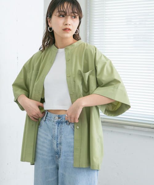 ＊＊KBF / ケービーエフ シャツ・ブラウス | BACKギャザーワイドシャツ（PISTACHIO）