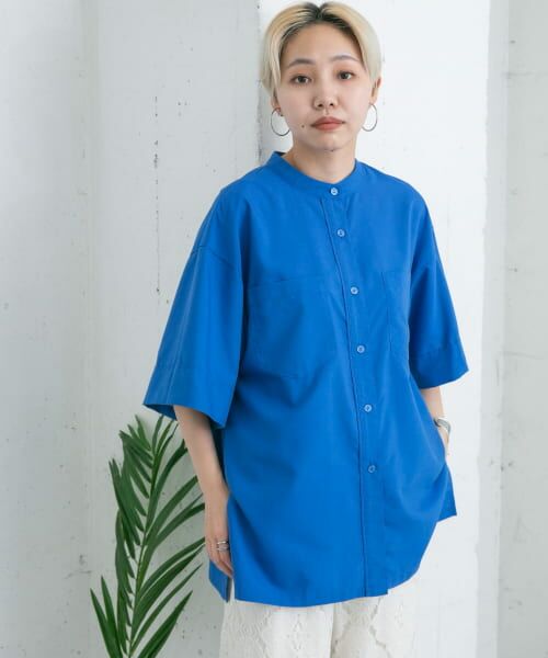 ＊＊KBF / ケービーエフ シャツ・ブラウス | BACKギャザーワイドシャツ（BLUE）