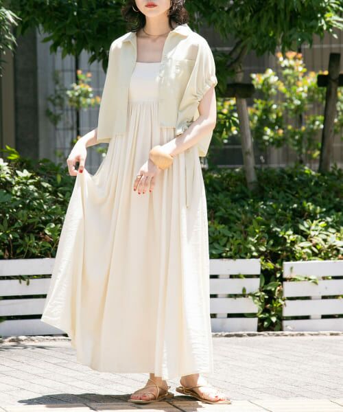 ＊＊KBF / ケービーエフ ワンピース | 『34サイズ/低身長向けも展開』カップインギャザーキャミワンピース（IVORY）