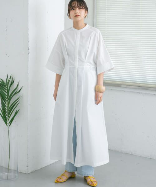 ＊＊KBF / ケービーエフ ワンピース | フロントタックバンドカラーシャツワンピース（OFF）