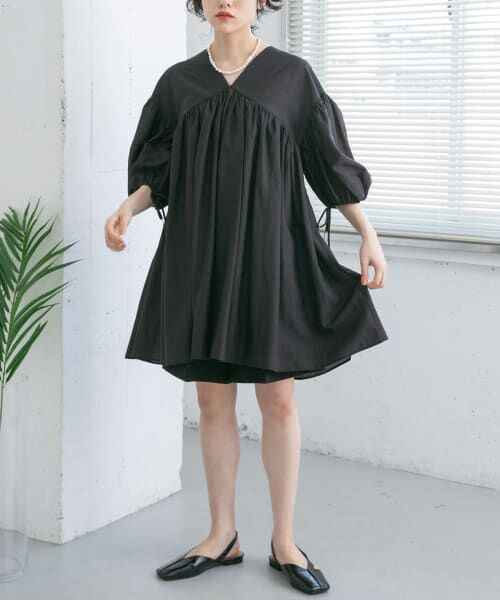 ＊＊KBF / ケービーエフ ワンピース | ボリュームギャザーミニワンピース（BLACK）