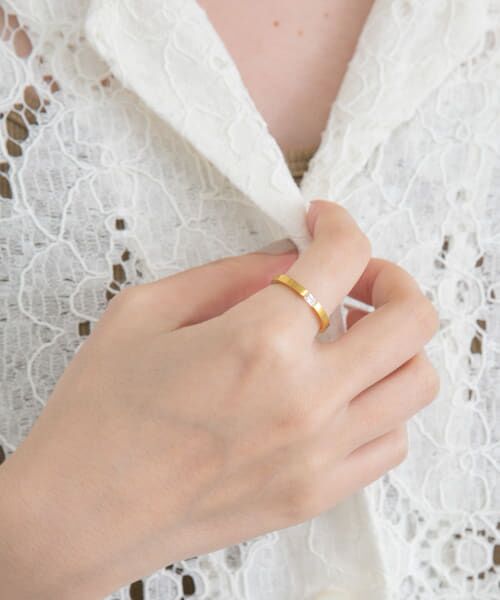 ＊＊KBF / ケービーエフ リング | レクタングルストーンリング（GOLD）