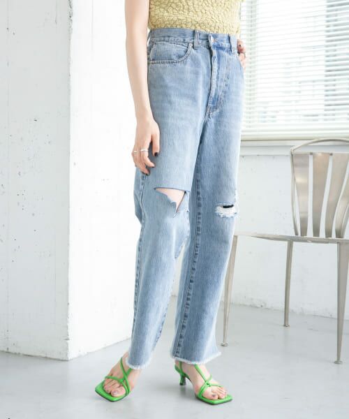 セール】 リメイクダメージスリットデニム （デニムパンツ