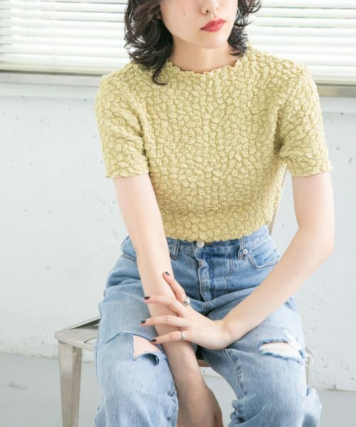 ＊＊KBF / ケービーエフ Tシャツ | カットジャガードTEE（YELLOW）