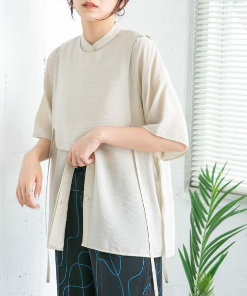 ＊＊KBF / ケービーエフ シャツ・ブラウス | ベストレイヤードシャツ（BEIGE）