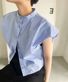 パフスリーブストライプシャツ