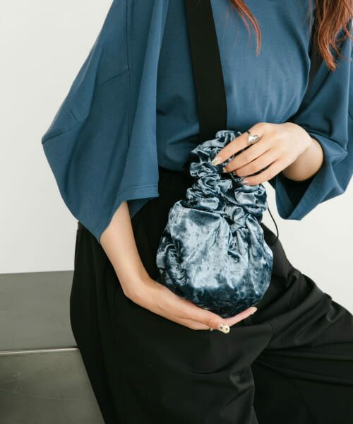 ＊＊KBF / ケービーエフ ハンドバッグ | ベロアギャザーミニBAG（BLUE）