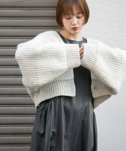 ＊＊KBF / ケービーエフ カーディガン・ボレロ | BIGチェックショートカーディガン（IVORY MIX）