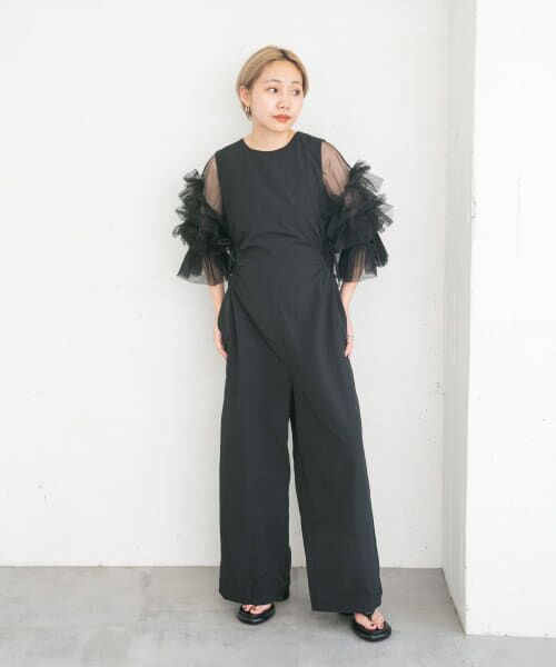 特価★ENFOLD ボリュームスリーブ 変形 プルオーバー スウェット ブラック H＞ボリュームスリーブプルオーバースウェットブラックエイチ