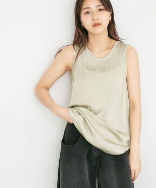 ＊＊KBF / ケービーエフ タンクトップ | ヴィンテージサテンタンクトップ（L.GREIGE）