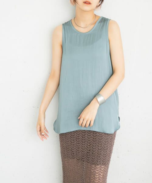 ＊＊KBF / ケービーエフ タンクトップ | ヴィンテージサテンタンクトップ（BLUE GRAY）