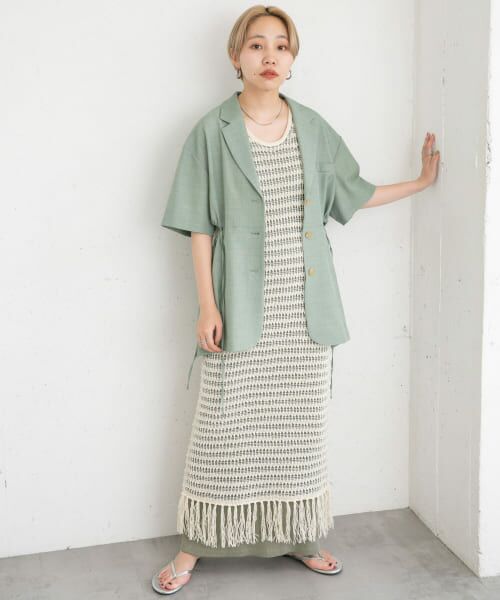 ＊＊KBF / ケービーエフ ワンピース | フリンジメッシュニットワンピース（IVORY MIX）