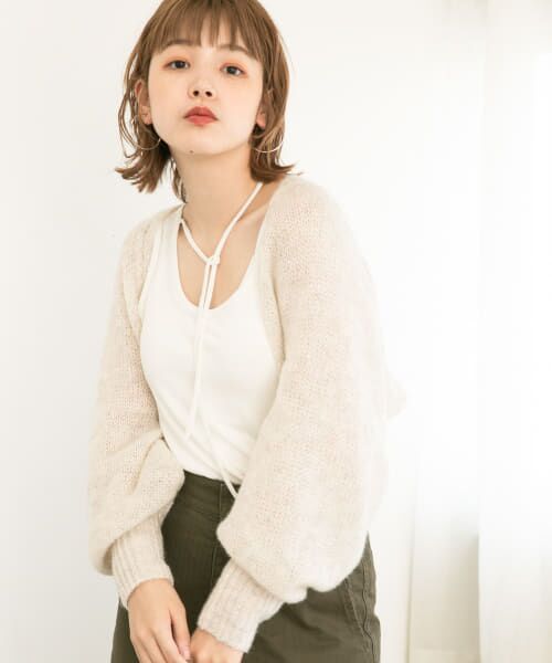＊＊KBF / ケービーエフ カーディガン・ボレロ | ボリュームスリーブカーディガン（OATMEAL）