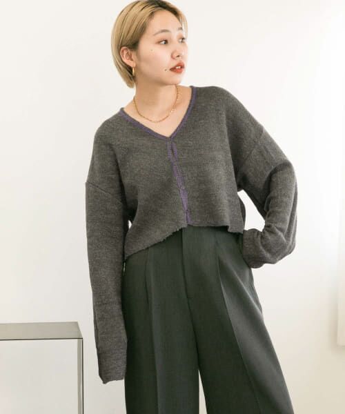 ＊＊KBF / ケービーエフ ニット・セーター | リバーシブルマルチボーダーニット（PURPLE MIX）