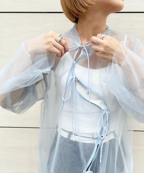 ＊＊KBF / ケービーエフ Tシャツ | チュールリボントップス（L.BLUE）