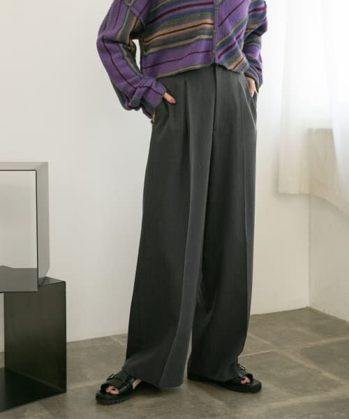 ＊＊KBF / ケービーエフ その他パンツ | センタープレスハイウエストWIDEパンツ（CHARCOAL）