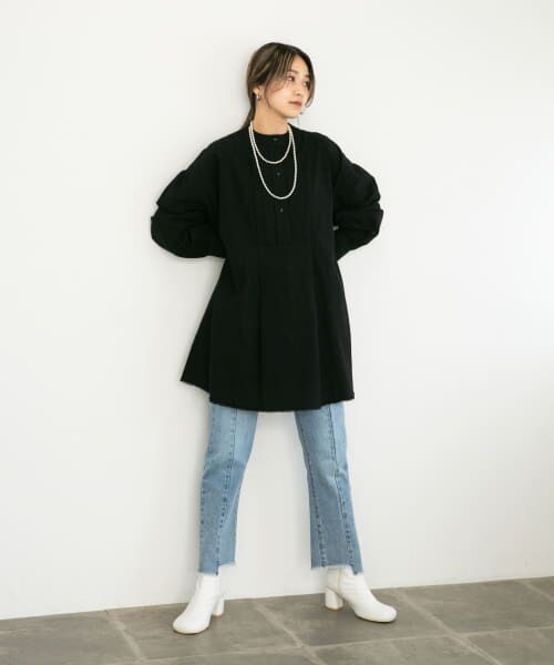 ＊＊KBF / ケービーエフ ワンピース | フロントタックカットオフミニドレス（BLACK）