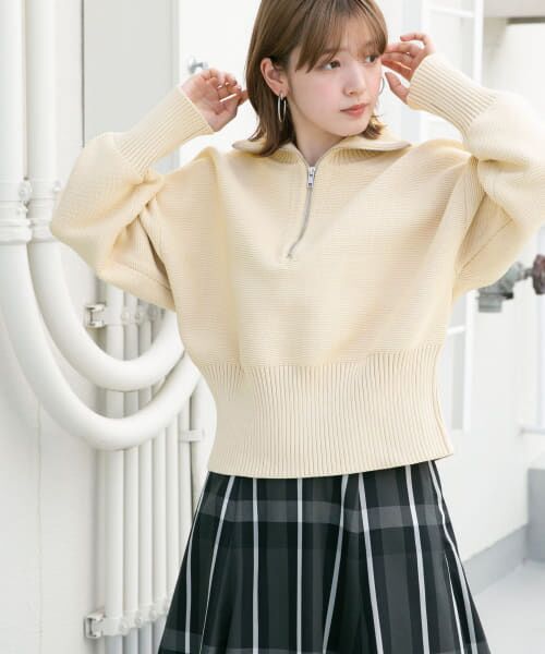 ＊＊KBF / ケービーエフ ニット・セーター | ハーフZIPニットプルオーバー（IVORY）